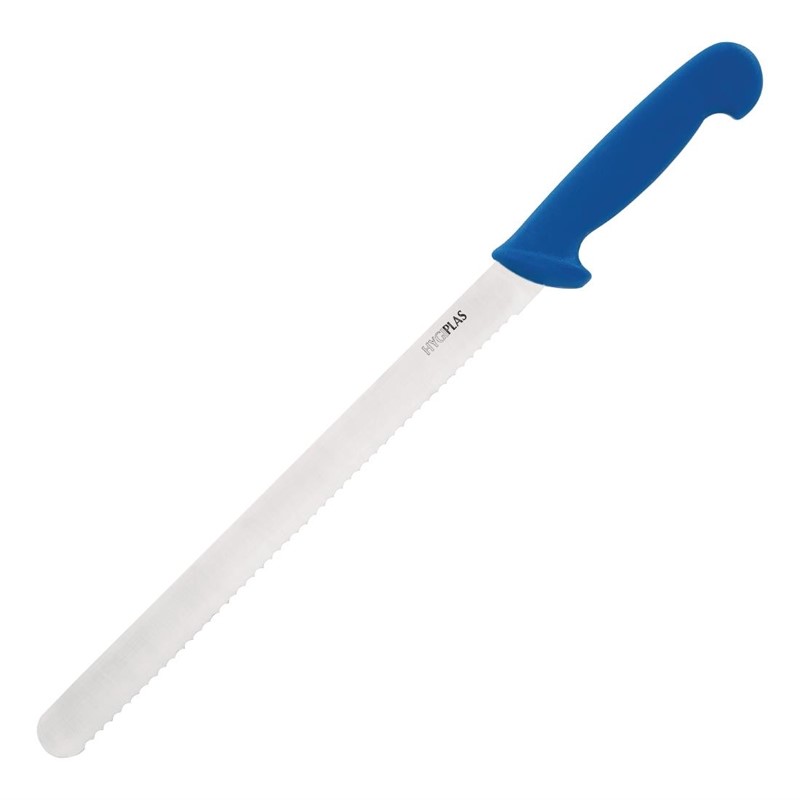 Couteau à trancher denté Hygiplas bleu 30cm FS